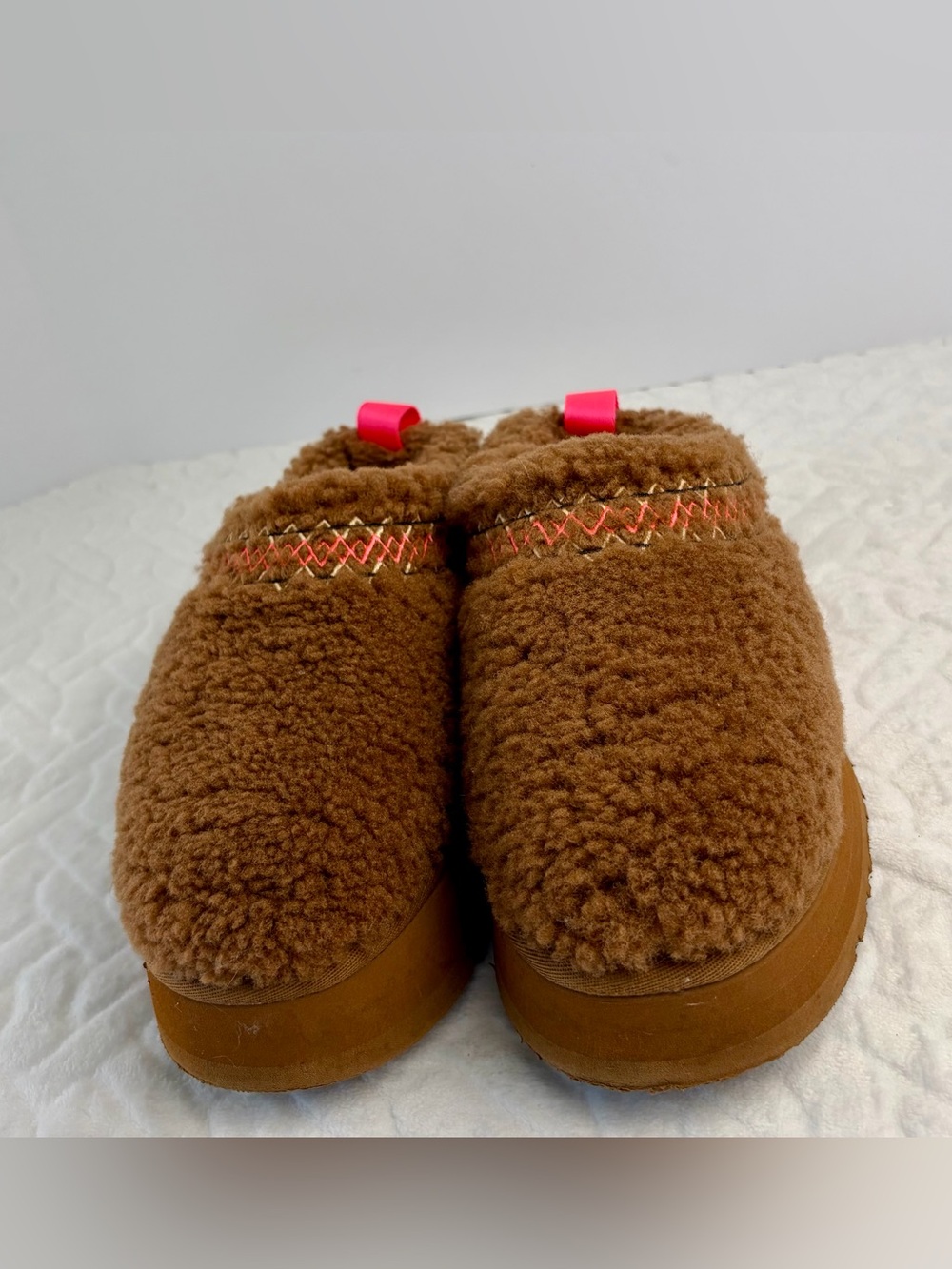 UGGs Tazz Braid Platform Teddy Sherpa-Lined Slip on Brown Clogs Womens Size 9